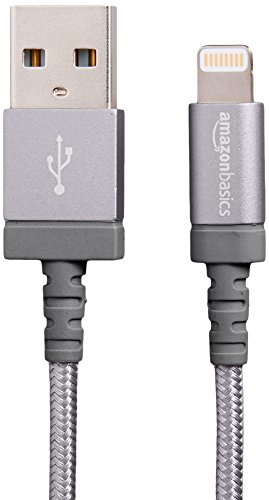 Product Cover AmazonBasics Nylon Braided USB A to Lightning Compatible Cable - Apple MFi Certified - Dark Grey (3 Feet/0.9 Meter)