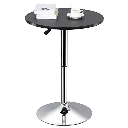 Product Cover Topeakmart Adjustable Round Pub Table Counter Bar Height MDF Top Table 306° Swivel Bar Tables Tall Cocktail Tables Bistro Table
