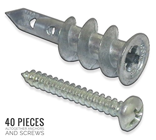 Product Cover Premium Quality Self-Drilling Drywall Zinc Anchors with Screws Kit, 40 Pieces