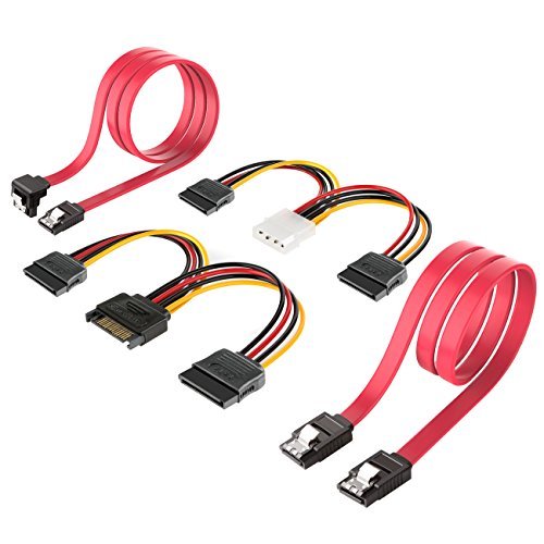 Product Cover Inateck SSD SATA III Hard Drive Connection Cables 1x 4 Pin to Dual 15 Pin SATA Power Splitter Cable 1x 15 Pin to Dual 15 Pin SATA Power Splitter Cable 2x SATA Data Cables 4 Pack ST1003