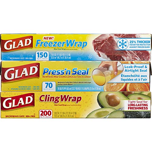 Product Cover Glad Plastic Food Wrap Variety Pack - Press'n Seal Wrap - FreezerWrap - ClingWrap - 3 pack