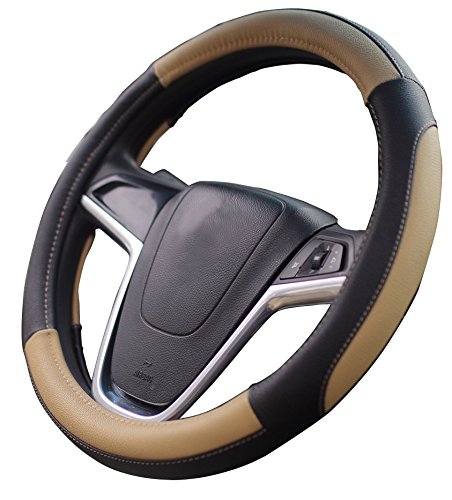 Product Cover Mayco Bell Car Steering Wheel Cover 15 inch No Smell Comfort Durability Safety (Black Beige)