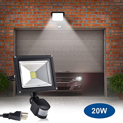 Product Cover 20W Led Motion Sensor Flood Lights Outdoor, PIR Induction Lamp, Intelligent Light, 6000K, Cool White, 160W Bulb Equivalent, 1600lm, Super Bright Waterproof Security Floodlight