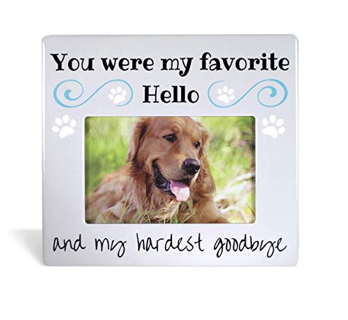 Product Cover BANBERRY DESIGNS Pet Remembrance Gifts - Pet Memorial Picture Frame - Bereavement Photo Frame for Dog or Cat - You were My Favorite Hello and My Hardest Goodbye