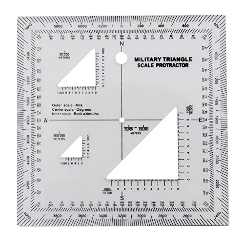 Product Cover GOTICAL Military UTM/MGRS Coordinate Scale Map Reading and Land Navigation Topographical Map Scale, Protractor and Grid Coordinate Reader Pairs with Compass and Pace Counter Beads by GOTICAL