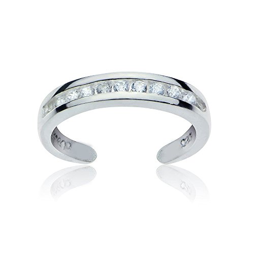 Product Cover GemStar USA Sterling Silver Cubic Zirconia Channel-Set Polished Adjustable Toe Ring