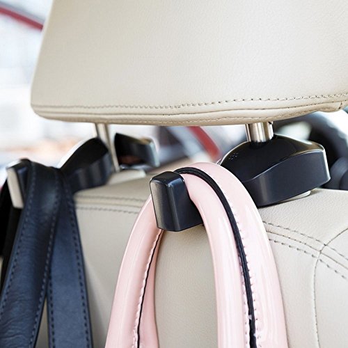 Product Cover IPELY Universal Car Vehicle Back Seat Headrest Hanger Holder Hook for Bag Purse Cloth Grocery (Black -Set of 2).