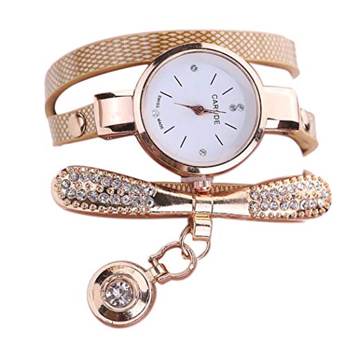 Product Cover InKach Women Leather Rhinestone Analog Quartz Wrist Watches Gift (Beige)