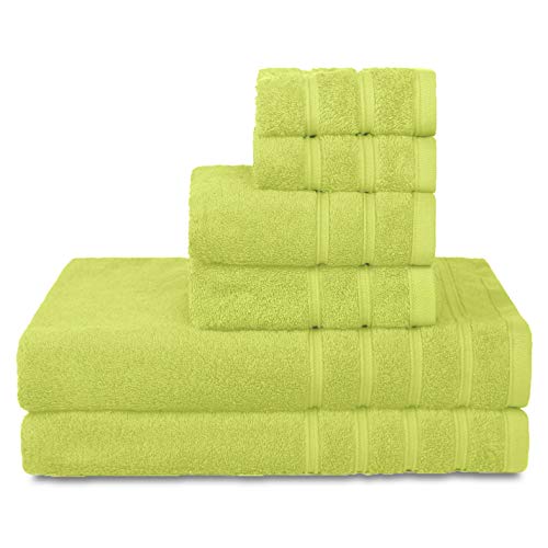Product Cover PROMIC 100% Cotton Bath Towel Set ,6 Piece Includes 2 Bath Towels, 2 Hand Towels, and 2 Washcloths, Green by Promic