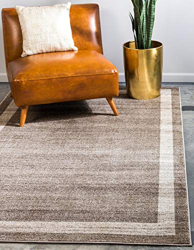 Product Cover Unique Loom Del Mar Collection Contemporary Transitional Light Brown Area Rug (6' 0 x 9' 0)
