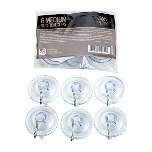 Product Cover Holiday Joy - World's Strongest All Purpose 1 3/4 inch Suction Cups with Hooks - Made in USA (6 Medium)