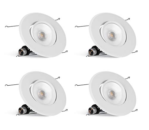 Product Cover Hyperikon 6 Inch LED Recessed Gimbal Lighting, 75 Watt (16.5W) 5 Inch, Dimmable Downlight, 4000K Daylight, Energy Star, 4 Pack