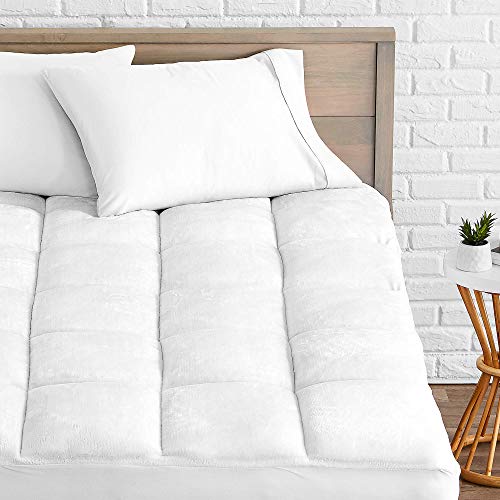 Product Cover Bare Home Pillow-Top Twin Extra Long Mattress Pad - Premium Goose Down Alternative - Overfilled Microplush Reversible Top - Super-Soft Hypoallergenic Mattress Topper (Twin XL/Twin Extra Long)