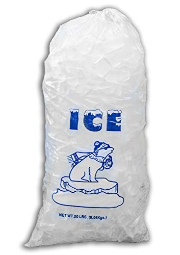 Product Cover 20 Lb Ice Bags with Drawstring Closure - 250 Bags/case 50 microns