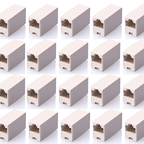 Product Cover SIENOC 20 Pcs RJ45 Coupler Ethernet Cable Extender Female to Female Straight Modular Inline Coupler (20 Packs RJ45 Female to Female Plug Coupler)