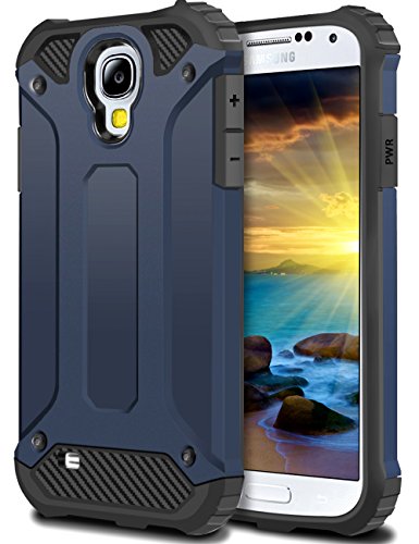 Product Cover WOLLONY Galaxy S4 Case, Rugged Hybrid Dual Layer Hard Shell Armor Protective Back Case Shockproof Cover for Galaxy S4 Case - Slim Fit - Heavy Duty - Impact Resistant Bumper(Deep Blue)