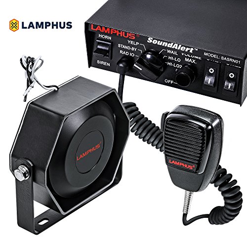 Product Cover LAMPHUS SoundAlert Siren & Slim Speaker PA System [100W] [6 Modes] [Heavy Duty] [118-124dB] [Microphone] [Hands-Free] [Dual 20A Switches] Emergency Horn Sound System for Police Cars & Fire Trucks