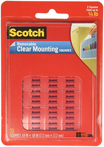 Product Cover Scotch(R) Removable Wall Mounting Tabs, 11/16in. x 11/16in, Clear, Box of 35