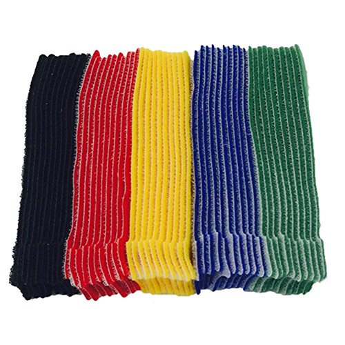 Product Cover BALABALA 50pcs 6 Inch Multi-Purpose Reusable Hook and Loop Cable Ties Fastening Straps Tie downs - 5 Color
