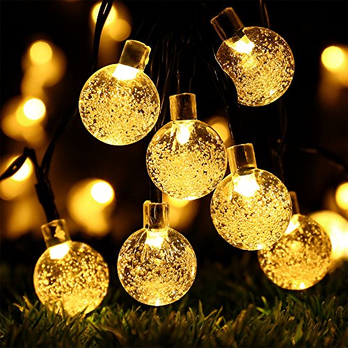 Product Cover Globe Battery Operated String Lights with Timer - RECESKY 30 LED 17.5ft Crystal Ball Decor Lighting for Outdoor Indoor Garden Party House Garland Ornament Christmas Tree Decorations - Warm White