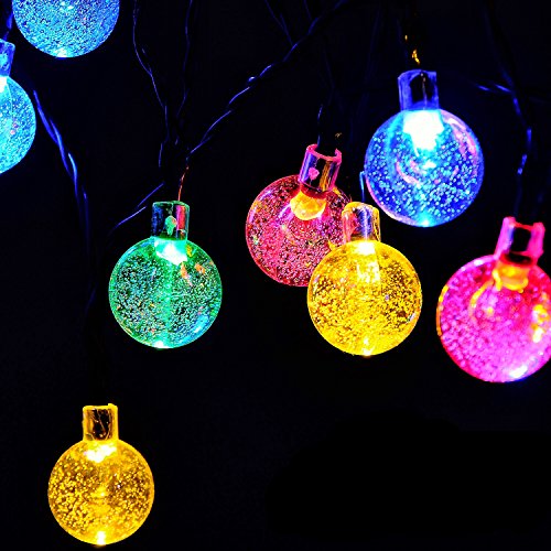 Product Cover Globe Battery Operated String Lights with Timer - RECESKY 30 LED 17.5ft Fairy Crystal Ball Decor Lighting for Outdoor Indoor Garden Patio Home Xmas Wreath Christmas Tree Decorations - Multi Color