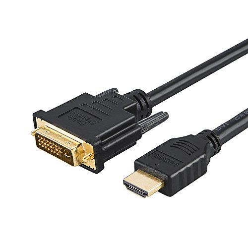 Product Cover DVI Male to HDMI Male Cable, CableCreation 5 Feet Bi-directional HDMI Male to DVI(24+1) Male Cable, Support 1080P for Raspberry Pi, Roku, Xbox One, Laptop, Graphics Card, Blue-ray, Nintendo Switch etc