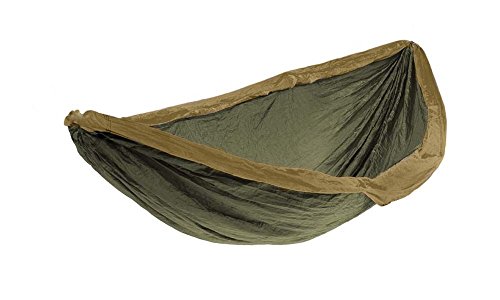 Product Cover Double Lightweight Hammock with Tree Straps Parachute Nylon 2 Person Bed Backyard Portable Travel Survival Backpacking Indoor Outdoor (Army Green/Khaki (Hammock Only))