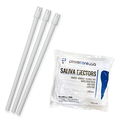Product Cover 1000 Dental Disposable Saliva Ejectors, White Body White Tip, Evacuation Suction Tips (Case of 1000), Made in Italy