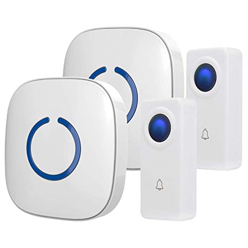 Product Cover Wireless Doorbell by SadoTech - Waterproof Door Bells & Chimes Wireless Kit, 1000-ft Range,52 Door Bell Chimes, 4 Volume Levels with LED, Wireless Doorbells w/ 2 Receiver & 2 Button, Crosspoint, White