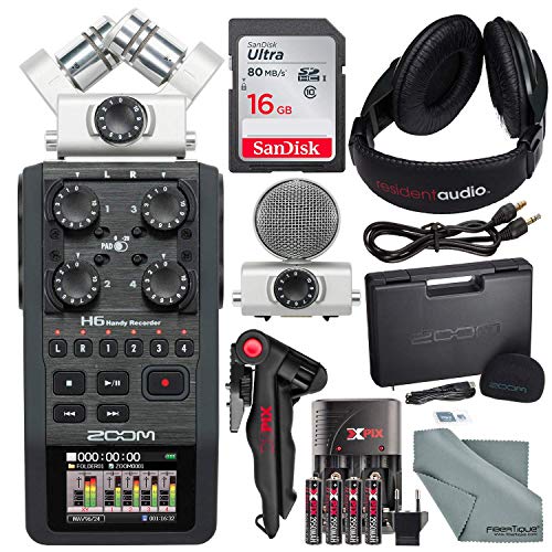 Product Cover Zoom H6 Six-Track Portable Recorder with Interchangeable Microphone System with Deluxe Accessory Bundle