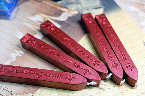 Product Cover Onwon 5Pcs Totem Fire Manuscript Sealing Seal Wax Sticks with Wicks Cord Wick Sealing Wax for Postage Letter Retro Vintage Wax Seal Stamp (Wine Red)