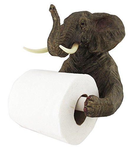 Product Cover Ebros Pachyderm Servant Safari Elephant Holding Toilet Tissue Paper Holder Figurine Home Decor Great Present For Savanna Lovers Elephant Fans Excellent Decor For Toilets Powder Rooms