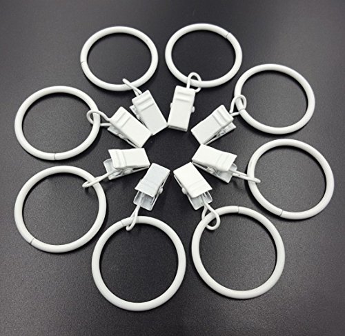 Product Cover Aiskaer 32 Pieces White Metal Curtain Clip Rings 1.2 Inch Interior Diameter