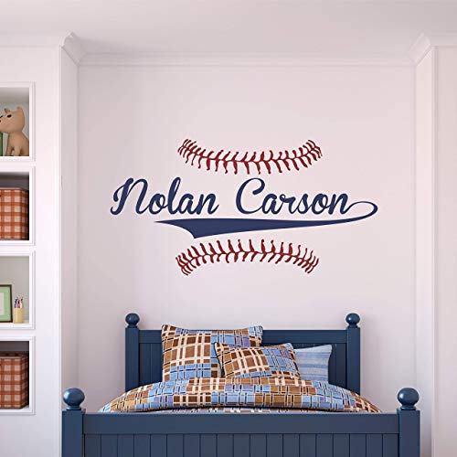 Product Cover Custom Name Baseball Wall Decal - Boys Personalized Name Baseball Wall Sticker - Custom Name Sign - Custom Name Stencil Monogram - Boys Room Wall Decor ...
