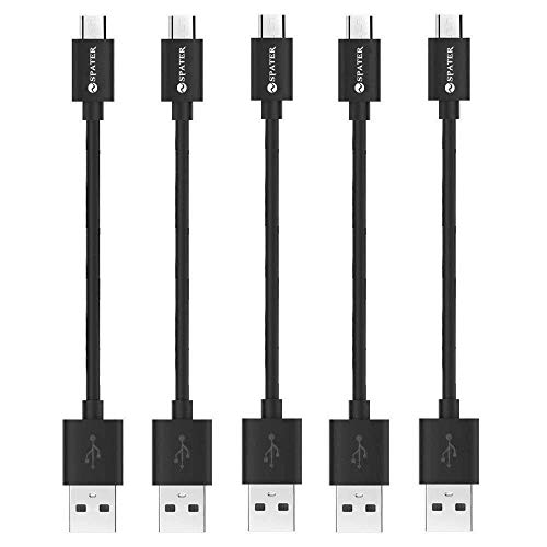 Product Cover Spater Micro USB Short Sync Cable for Samsung, HTC, Motorola, Nokia, Android, and More, 7-Inch - Pack of 5