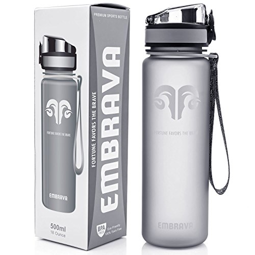 Product Cover Best Sports Water Bottle - 18oz Small - Eco Friendly & BPA-Free Plastic - For Running, Gym, Yoga, Outdoors and Camping - Fast Water Flow, Flip Top, Opens With 1-Click - Reusable with Leak-proof Lid