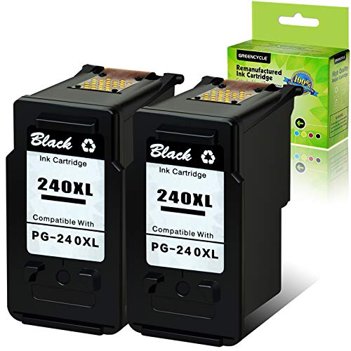Product Cover GREENCYCLE Remanufactured PG-240XL 240 XL Black Ink Cartridge Replacement Compatible for Canon Pixma MG3620 TS5120 MG2120 MG3520 MX452 MX512 MX532 MX472 High Capacity (2 Pack)