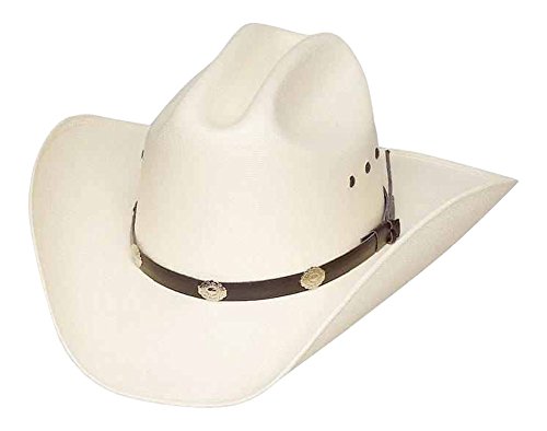 Product Cover Authentic Classic Cattleman Straw Cowboy Hat with Silver Conchos Child Size (White)