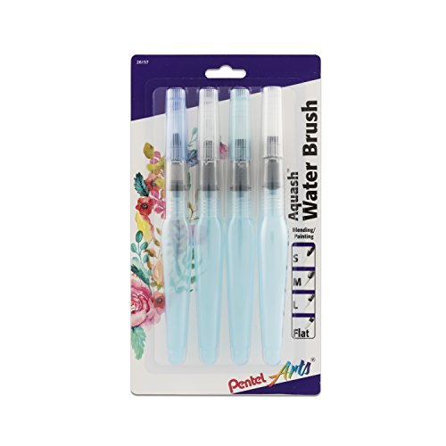 Product Cover Pentel Arts Aquash Water Brush Assorted Tips, 4 Pack Carded (FRHBP4M)