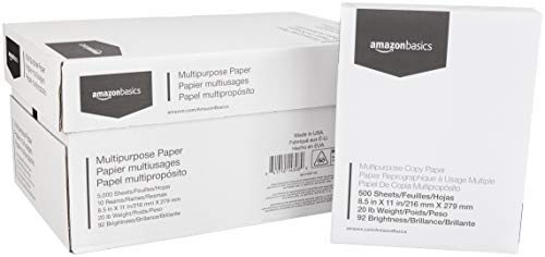 Product Cover AmazonBasics 92 Bright Multipurpose Copy Paper - 8.5 x 11 Inches, 10 Ream Case (5,000 Sheets)