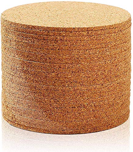 Product Cover Juvale Set of 24 Cork Bar Drink Coasters - Absorbent and Reusable - Tan - 4-Inches, 1/8-Inch Thick