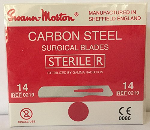 Product Cover Swann-Morton #14 Sterile Surgical Blades, Carbon Steel [individually packed, box of 100]