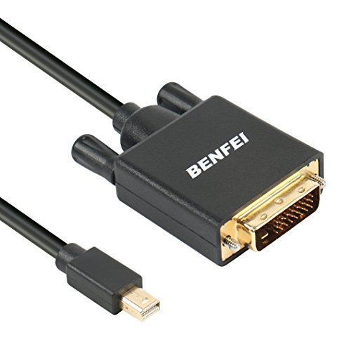 Product Cover Benfei Mini DisplayPort(Thunderbolt) to DVI Adapter | Mini DP(Display Port) Male to DVI Male Gold-plated Cord 6 feet Cable for MacBook, iMac(LG51) Surface Pro Dock