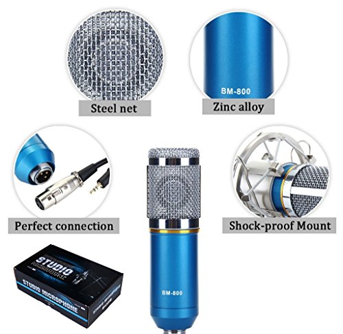 Product Cover Generic Sound Studio Recording Dynamic Professional Condenser Microphone Set, Blue (Requires phantom power connection)
