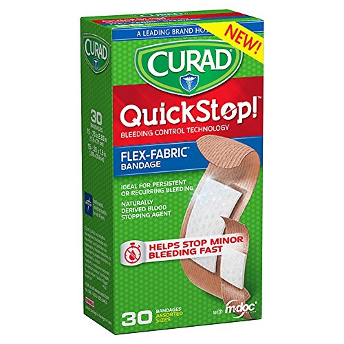 Product Cover Curad Quickstop Instant Clotting Technology Flex-Fabric Bandages,30 ct(4 Pack)