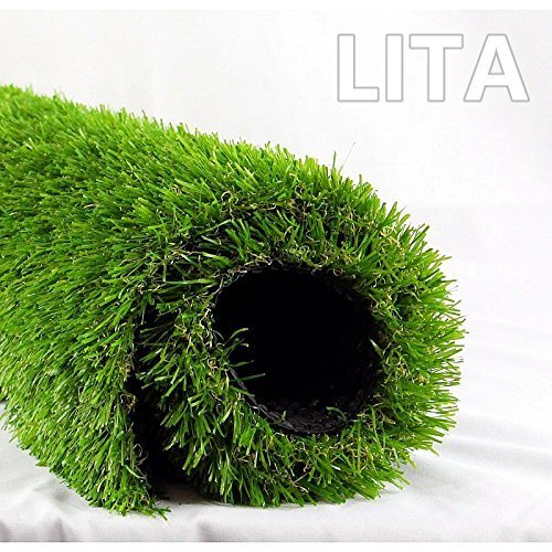 Product Cover LITA 7ft x 13ft Realistic Deluxe Artificial Grass Synthetic Thick Lawn Turf Carpet Perfect for Indoor/Outdoor Landscape, 7'X13', Green