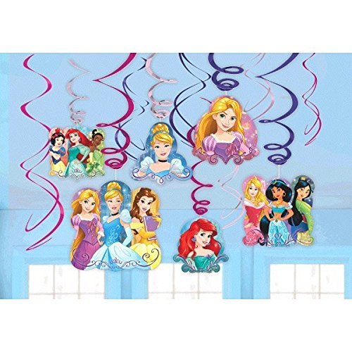 Product Cover Disney Princess Dream Big Party Foil Hanging Swirl Decorations / Spiral Ornaments (12 PCS)- Party Supply, Party Decorations