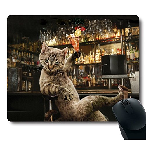 Product Cover Personalized Custom Funny Bar Cheers Drinking Space Cat in High Heels Cmoputer Mouse Pad