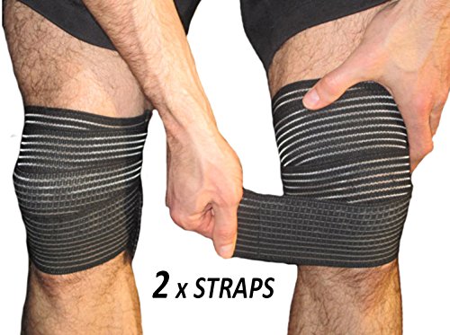 Product Cover Elastic Knee Compression Bandage Wraps - Straps Support for Legs, Thighs, Hamstrings Ankle & Elbow Joints Reduce Swelling, Lymphatic Relief Help Recover from Knee Replacement Surgery (Small)