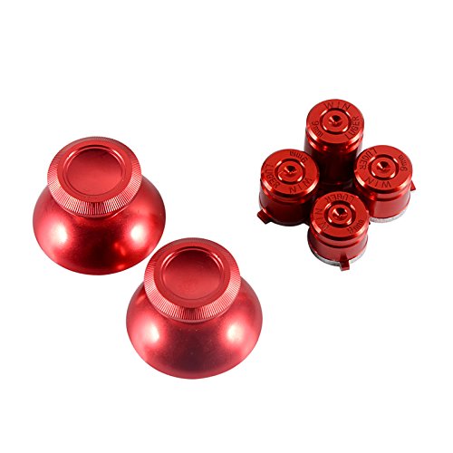 Product Cover eXtremeRate Red Metal Alumium Alloy Thumbsticks Bullet ABXY Mod Buttons Replacement Parts for Microsoft Xbox One Xbox One S X Controller